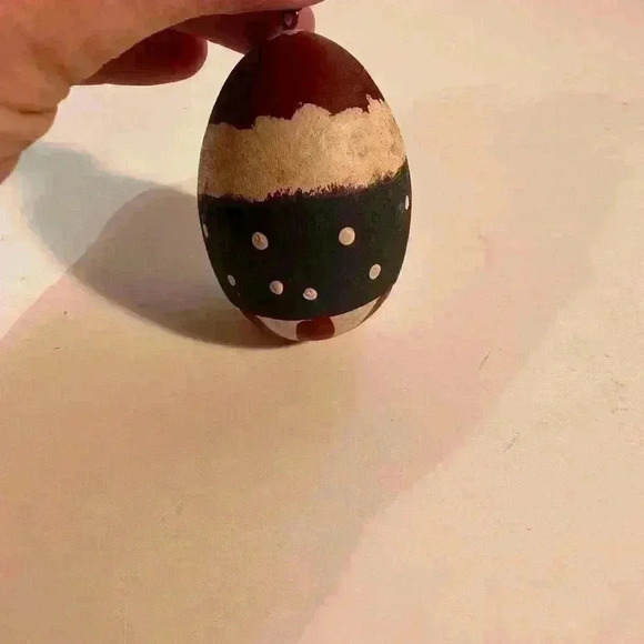 Egg Shaped Wooden America Santa Ornament Hand Painted - Approx 2.5” - Picture 3 of 5